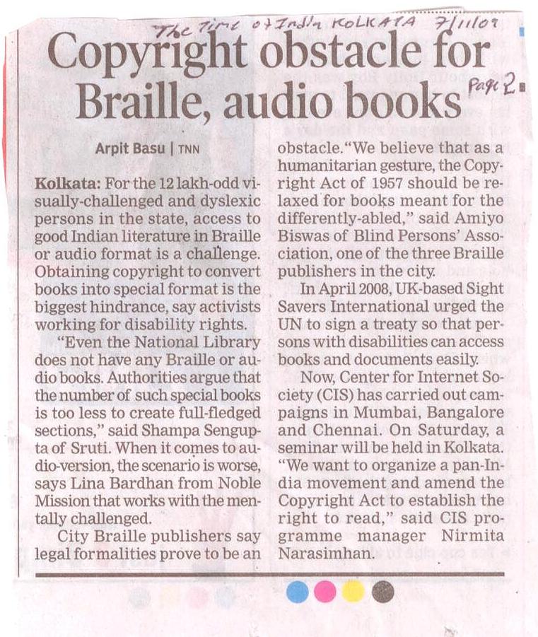 Copyright obstacle for Braille, audio books