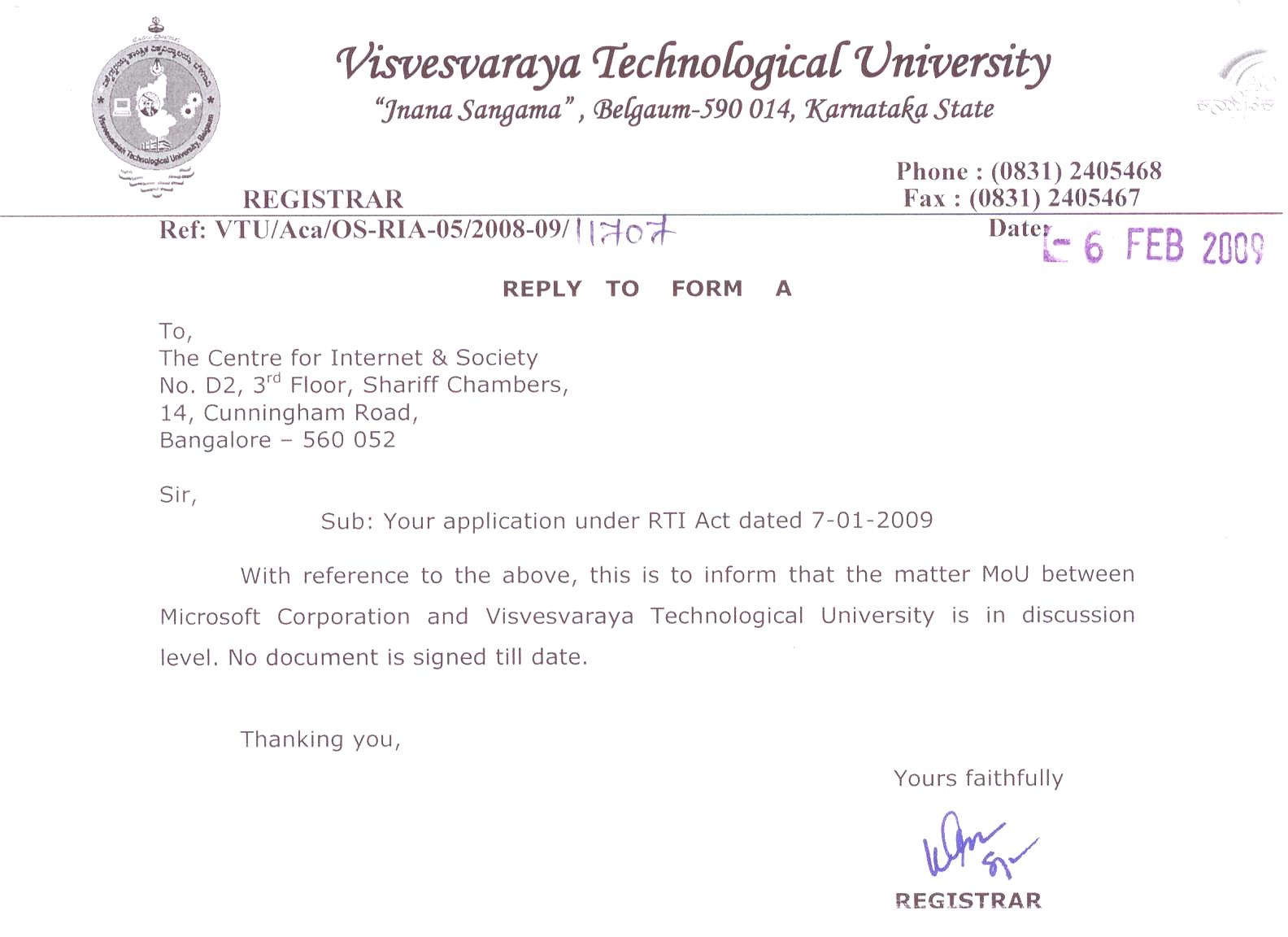 RTI Response VTU