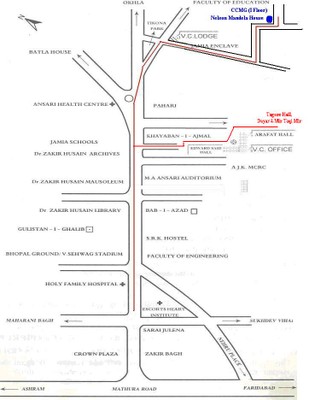 Route to Tagore Hall, CCMG, JMI.